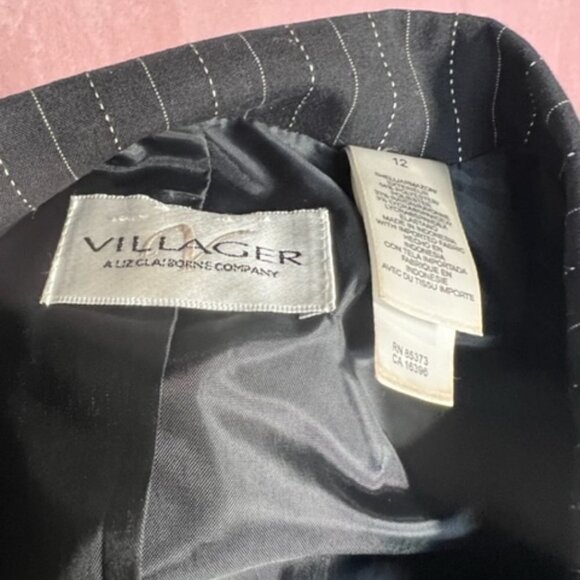Liz Claiborne Villager Womens Black White Pin Striped Button Down Blazer Size 12 - Picture 7 of 7